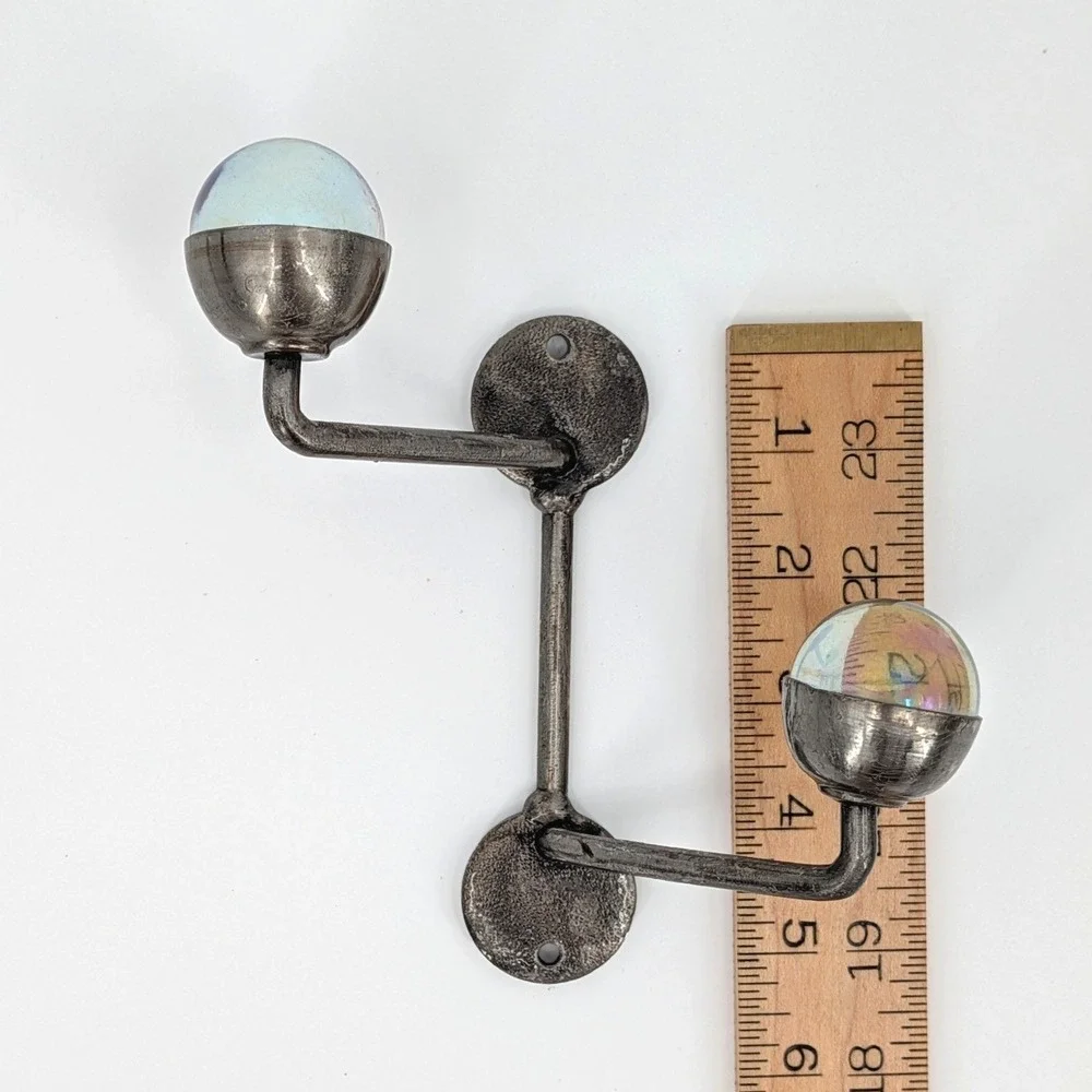 Brink Design House Metal Double Wall Hook Iridescent Glass Orbs Handmade Mexico